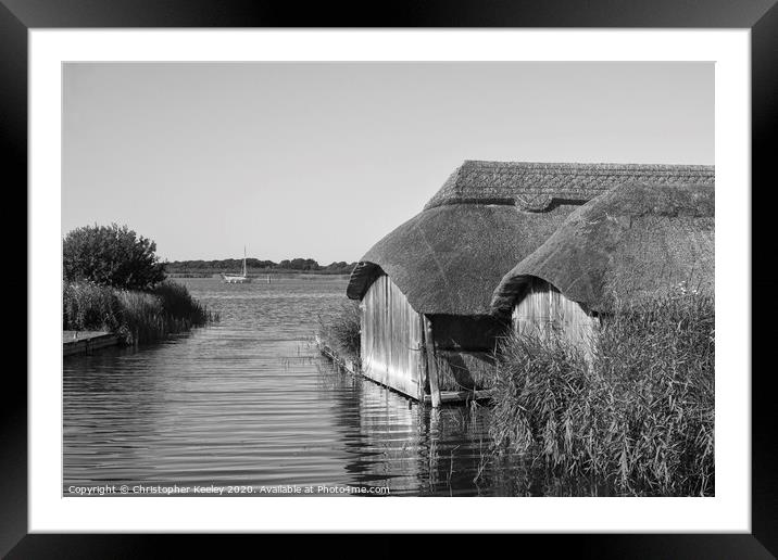 Hickling boathouses  Framed Mounted Print by Christopher Keeley