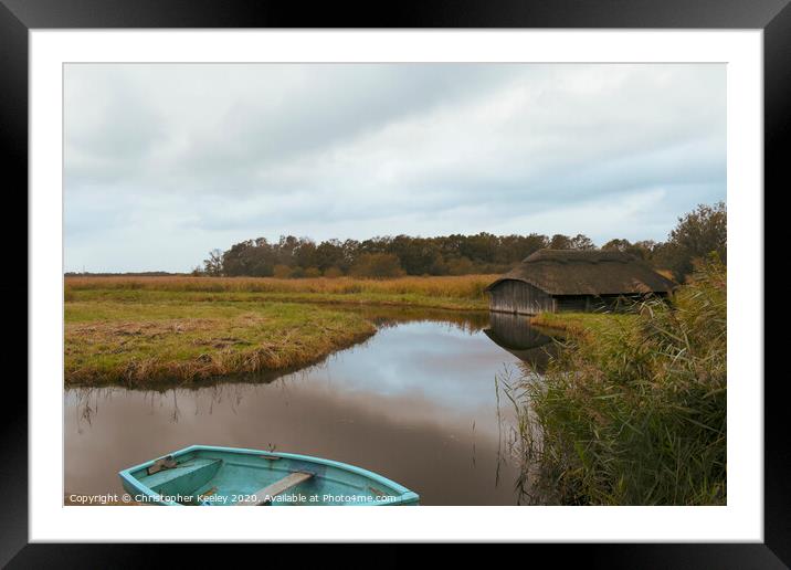 Hickling Broad boathouse Framed Mounted Print by Christopher Keeley