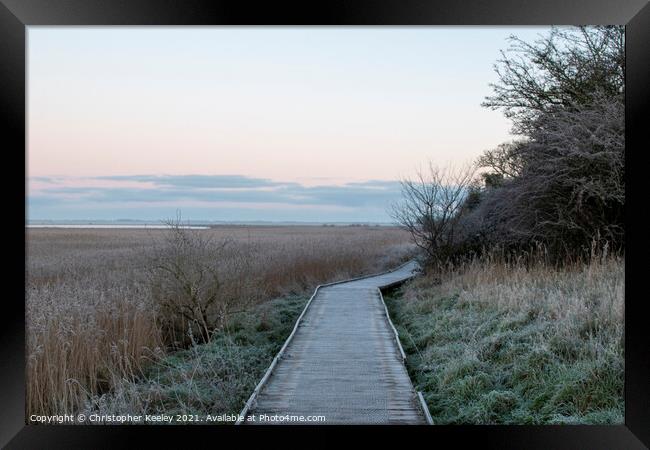 Frosty morning at Burgh Castle Framed Print by Christopher Keeley