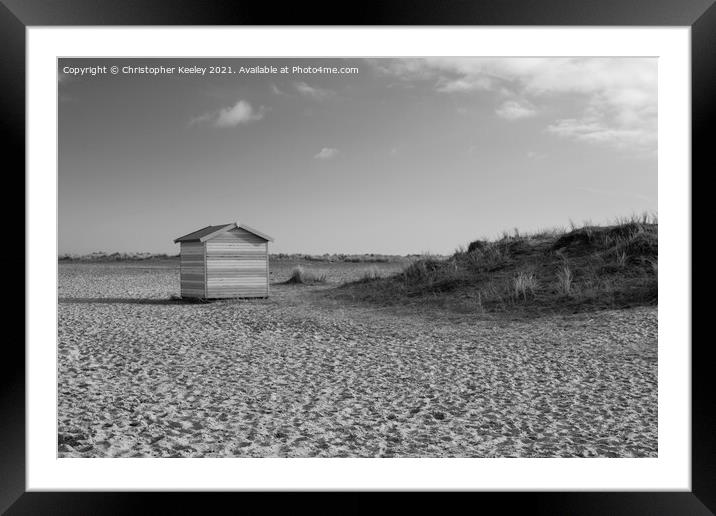 Black and white Great Yarmouth beach huts, Norfolk Framed Mounted Print by Christopher Keeley