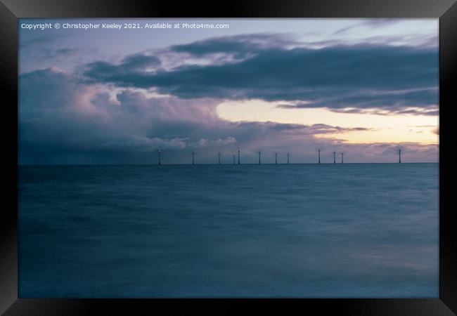 Cloudy sunrise at Caister, Norfolk Framed Print by Christopher Keeley