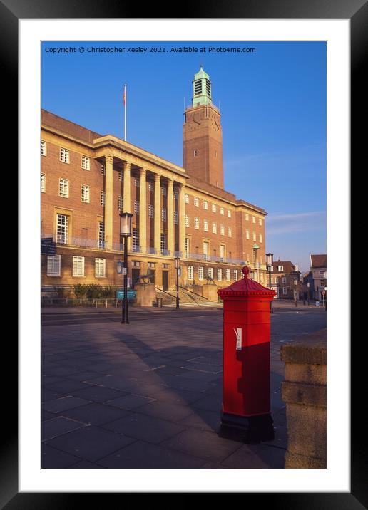 Norwich City Hall Framed Mounted Print by Christopher Keeley