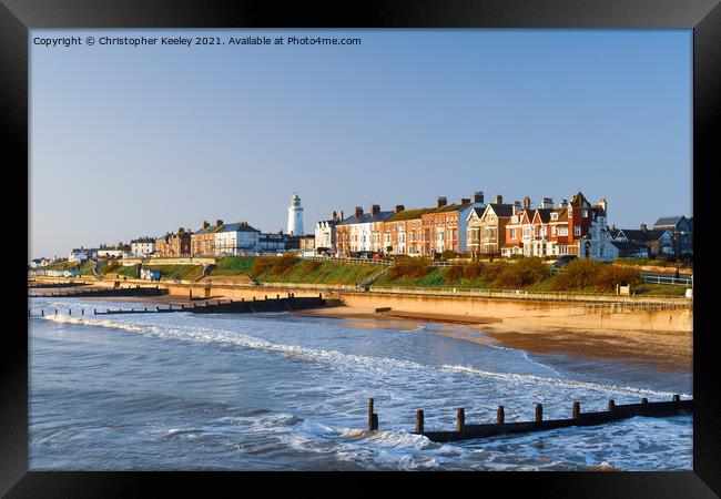 Southwold beach and sea Framed Print by Christopher Keeley