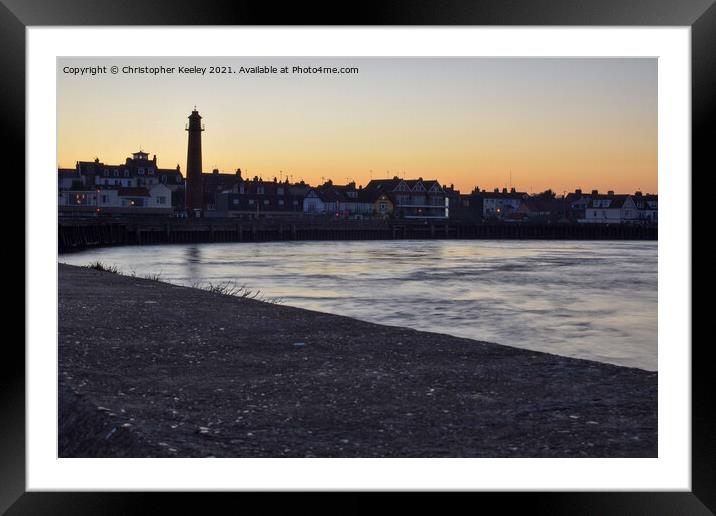 Sunset over Gorleston harbour Framed Mounted Print by Christopher Keeley