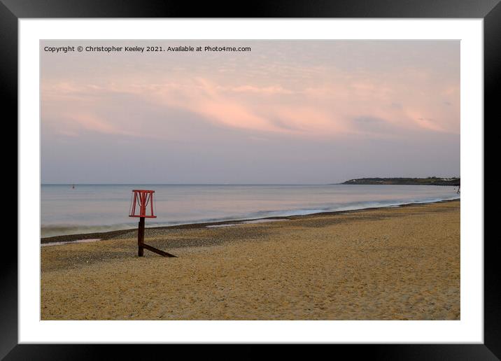 Summer sunset at Gorleston beach Framed Mounted Print by Christopher Keeley