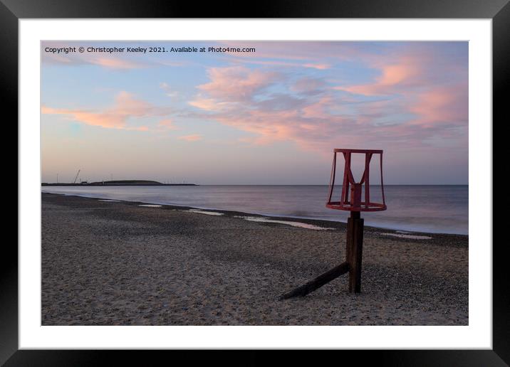 Gorleston beach at dusk Framed Mounted Print by Christopher Keeley