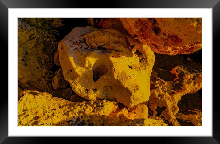 Heap of yellow rocks Framed Mounted Print by Hanif Setiawan