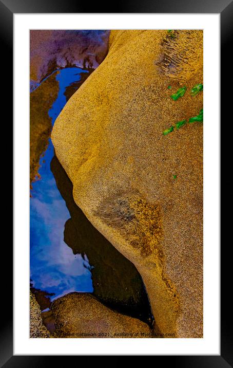 Abstract stone shape of a lying Buddha face Framed Mounted Print by Hanif Setiawan