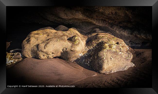 White stone frog made by fluvial erosion 2 Framed Print by Hanif Setiawan