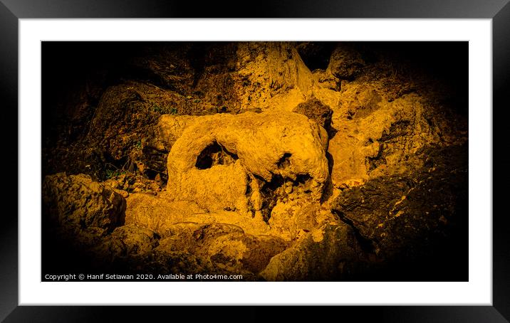 Animal skull sculpture by rock erosion 1 Framed Mounted Print by Hanif Setiawan