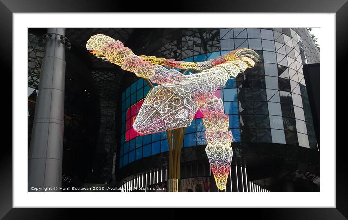 snail steel sculpture in colorful Christmas light  Framed Mounted Print by Hanif Setiawan