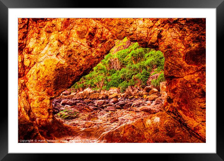 rock archway on fire Framed Mounted Print by Hanif Setiawan