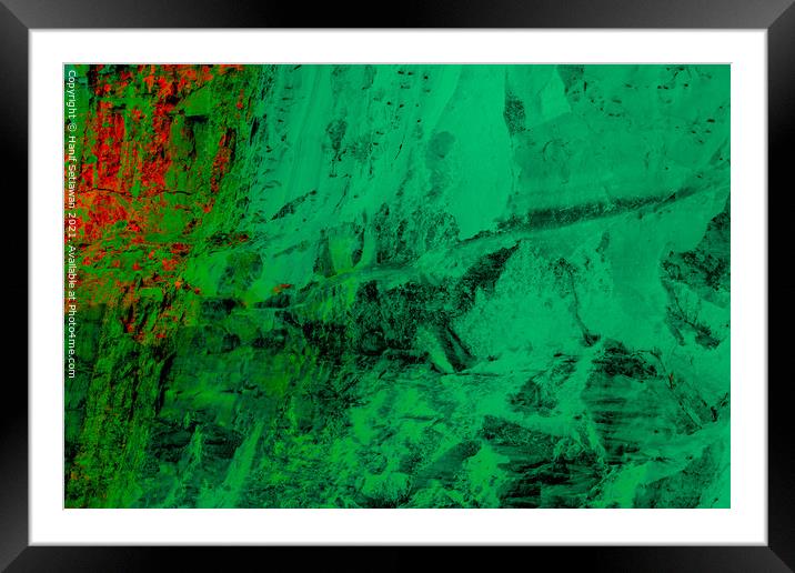 Abstract shapes in monochrome green Framed Mounted Print by Hanif Setiawan