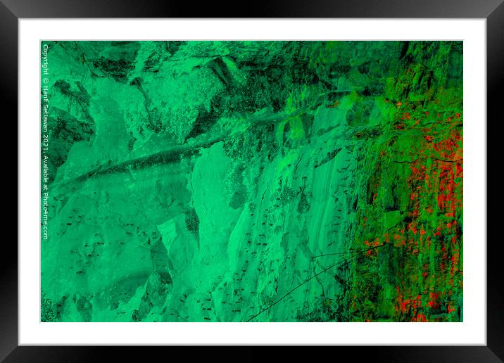 Abstract shapes in monochrome green Framed Mounted Print by Hanif Setiawan
