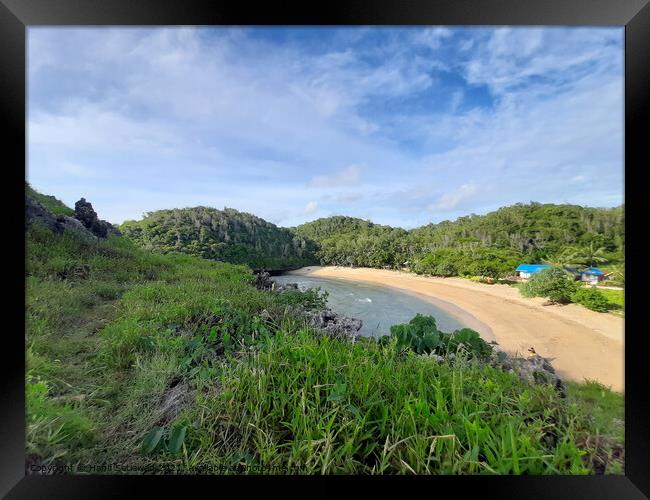 Hidden paradise lagoon sand beach Framed Print by Hanif Setiawan