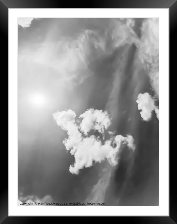 Fluffy cloud shape cloudscape in black and white. Framed Mounted Print by Hanif Setiawan