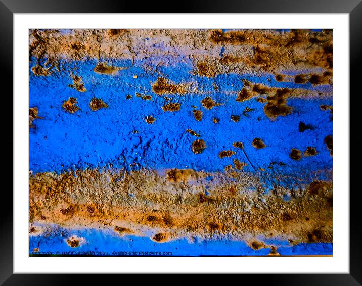 Abstract shapes in digital painting art bluebrown Framed Mounted Print by Hanif Setiawan