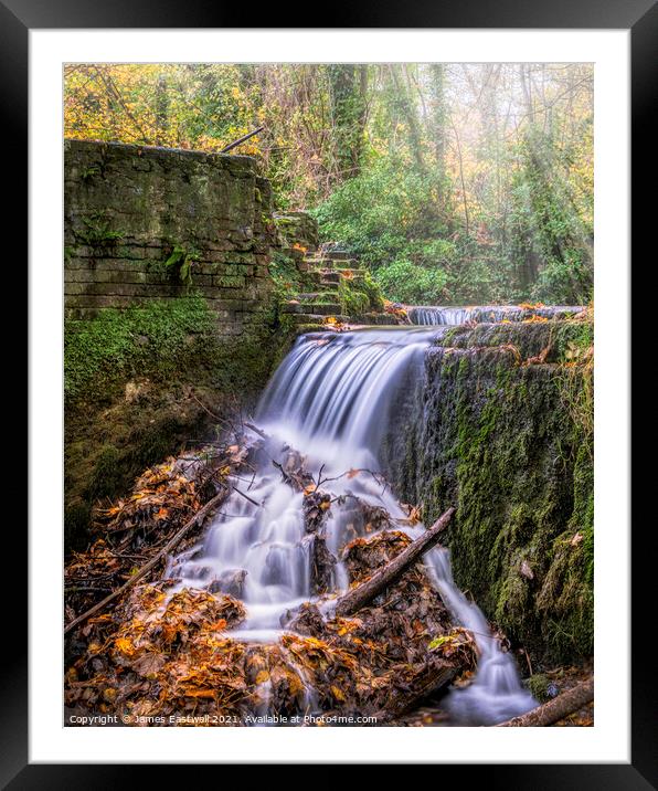 Kearsney Abbey waterfall Framed Mounted Print by James Eastwell