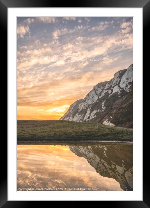 Reflecting skies : samphire Hoe, Dover Framed Mounted Print by James Eastwell