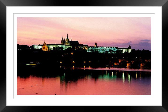Pink sky, Prague Castle  Framed Mounted Print by Ranald Dods