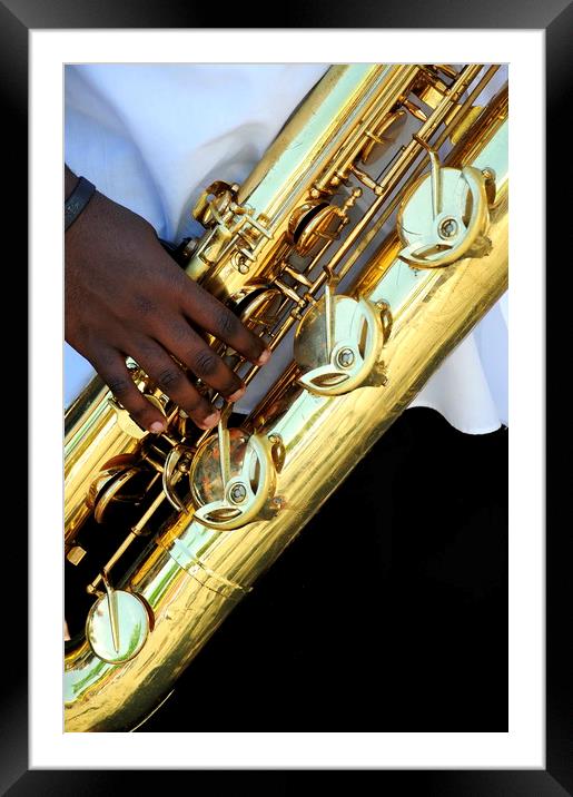 Saxophone player. Framed Mounted Print by Dr.Oscar williams: PHD