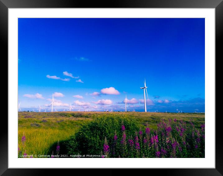 Outdoor field with wind farms  Framed Mounted Print by Paddy 