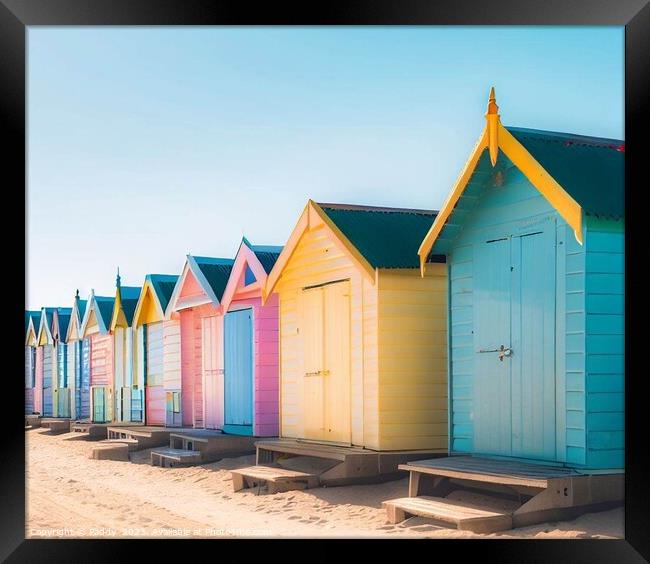 Beach huts along an English coast  Framed Print by Paddy 