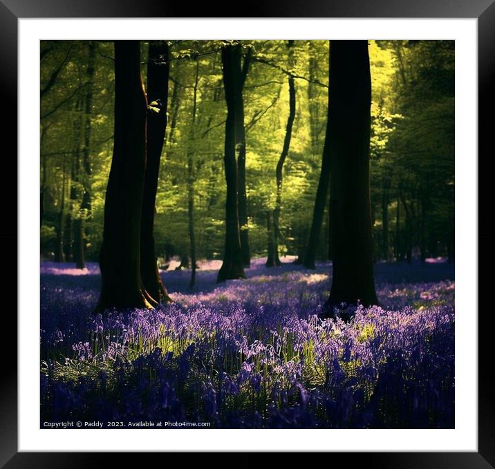 Blue bells coming out in the forest,  Framed Mounted Print by Paddy 