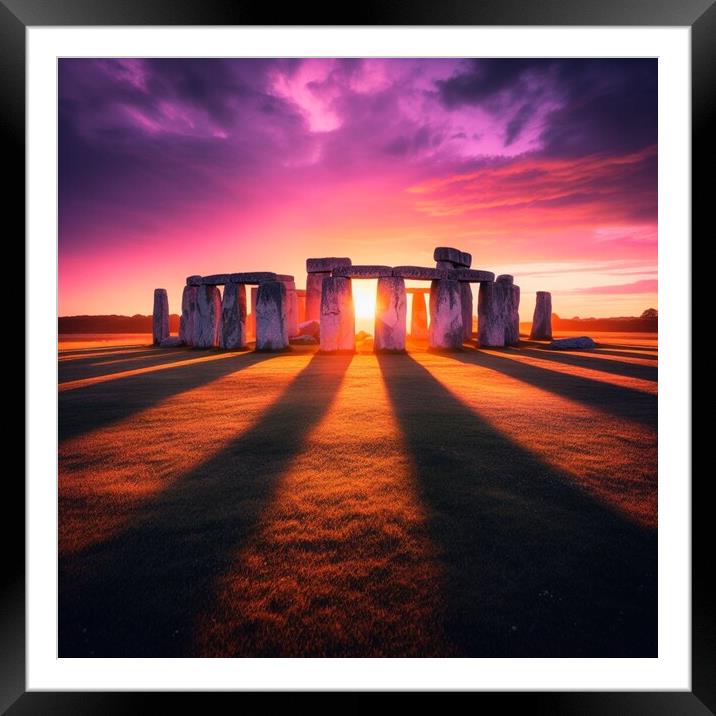 Sunset at stonehenge Framed Mounted Print by Paddy 