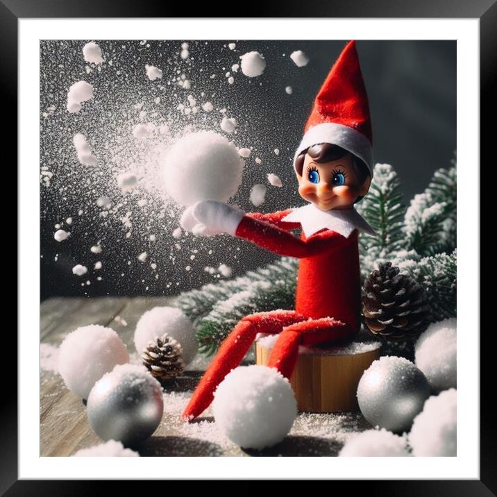 The Elf on a shelf at a photo shoot  having fun  Framed Mounted Print by Paddy 