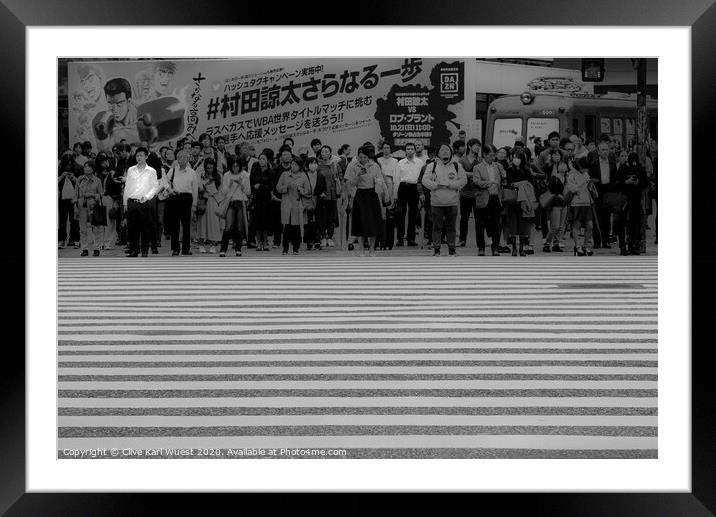 The man in the white shirt. Shibuya crossing Tokyo Framed Mounted Print by Clive Karl Wuest