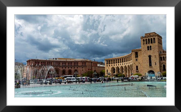 The beautiful building on the Square of the Republic in Yerevan Framed Mounted Print by Mikhail Pogosov