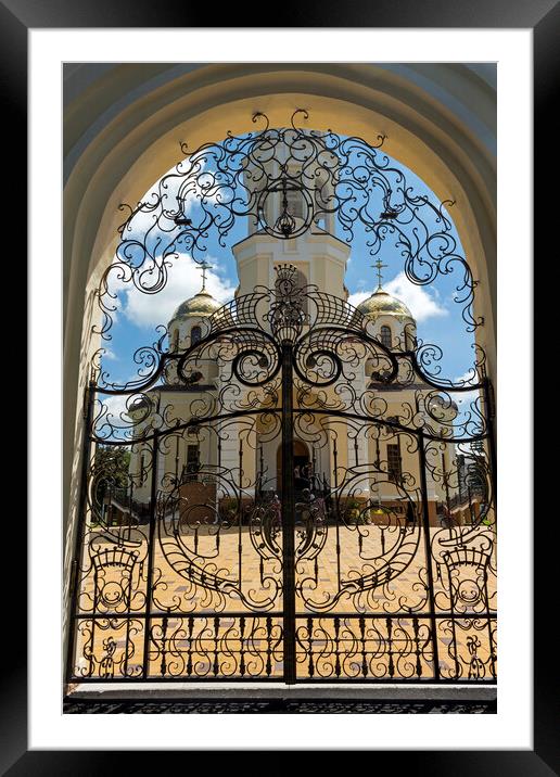 Door of russian church in Nalchik city. Framed Mounted Print by Mikhail Pogosov