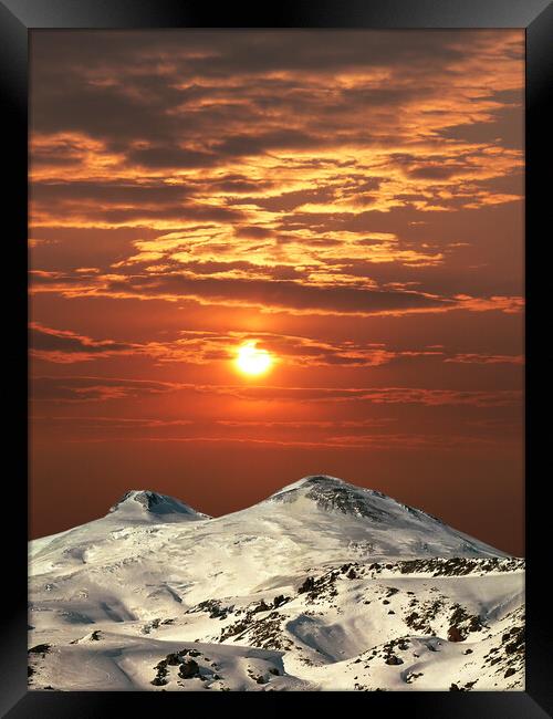 Mountain Elbrus. Framed Print by Mikhail Pogosov