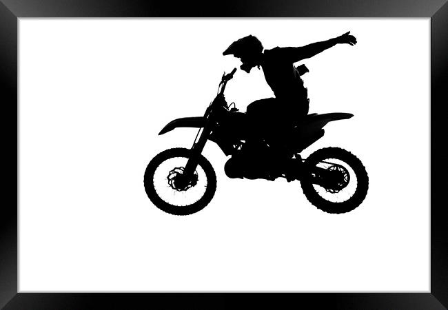 Motorcircle rider silhouette Framed Print by Mikhail Pogosov