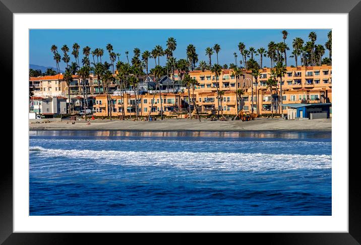 View from the pier on homes in Oceanside. Framed Mounted Print by Mikhail Pogosov