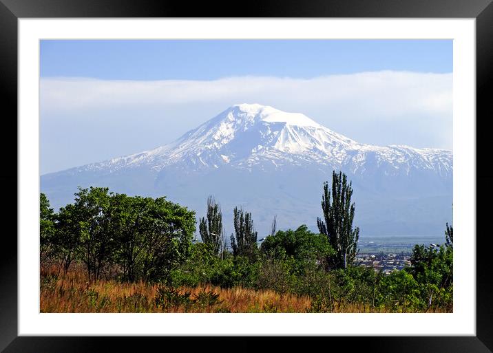 View of the majestic Mount Ararat Framed Mounted Print by Mikhail Pogosov