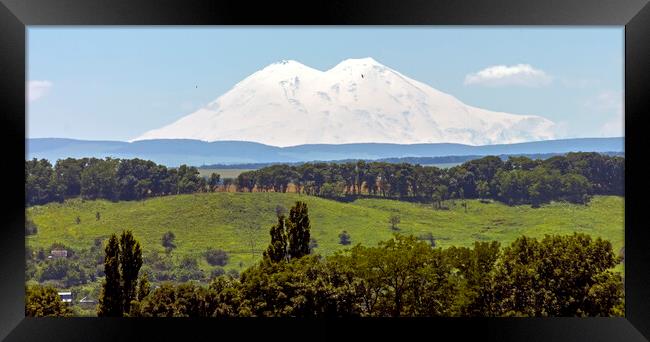 View on mountain Elbrus. Framed Print by Mikhail Pogosov
