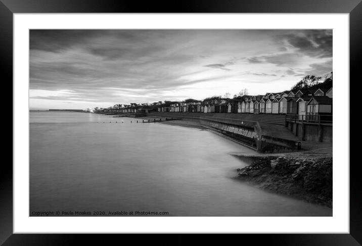 Dreamy sunset at Walton-on-the-Naze, in timeless black and white Framed Mounted Print by Paula Tracy