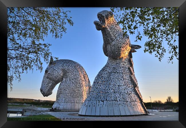 Kelpies at Sunset Framed Print by claire chown