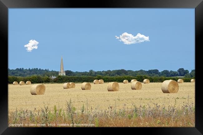 Hay Bales Snettisham  Framed Print by claire chown