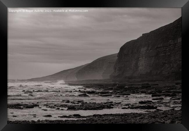 Southerndown beach and cliffs Framed Print by Roger Aubrey