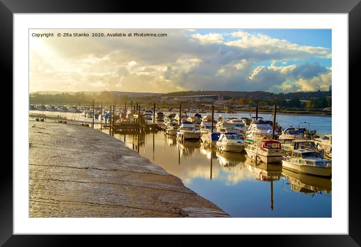 River Medway in Rochester at sunset Framed Mounted Print by Zita Stanko