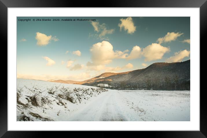 Winter landscape Framed Mounted Print by Zita Stanko