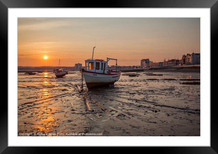 waiting for the tide at Morecambe bay Framed Mounted Print by Richard Perks