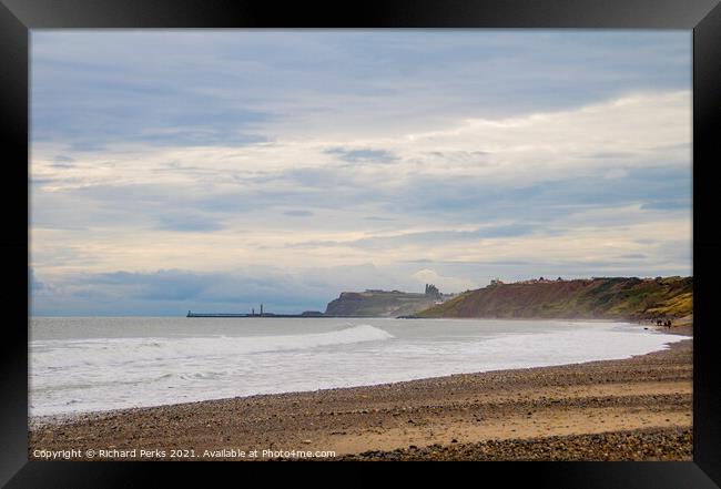 Blustery views from Sandsend to Whitby Framed Print by Richard Perks