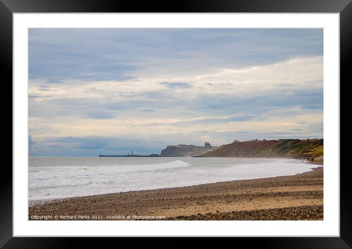 Blustery views from Sandsend to Whitby Framed Mounted Print by Richard Perks
