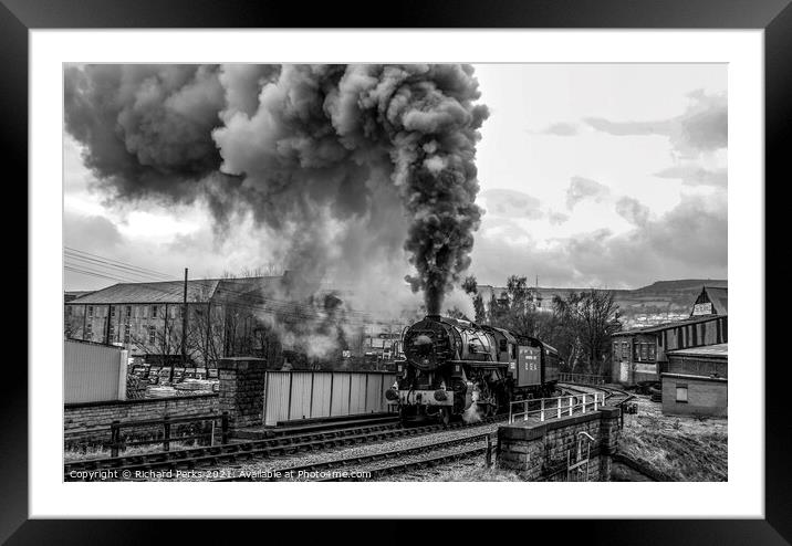Steaming out of Keighley Framed Mounted Print by Richard Perks