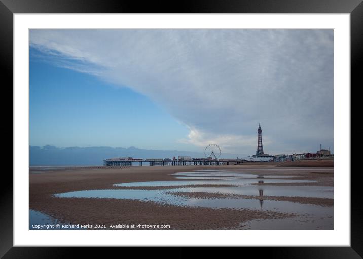 Towering Reflections on Blackpool Beach Framed Mounted Print by Richard Perks