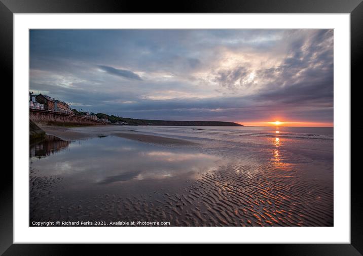 Filey Beach reflections Framed Mounted Print by Richard Perks